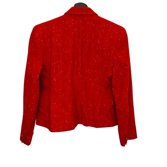 Vintage 80s Red Speckled Wool Blend Tapered Blazer Pencil Skirt Suit Set Medium - Picture 2 of 16